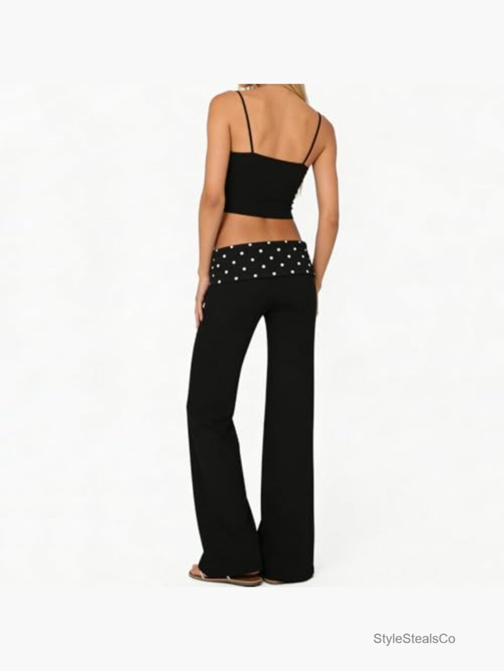 Low Rise Fold Over Yoga Pants Flare Leggings Wide Leg Lounge - Picture 7 of 7